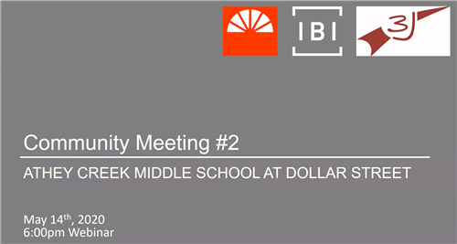 Community meeting No. 2 — Athey Creek Middle School at Dollar Street on May 14, 2020 webinar. 
